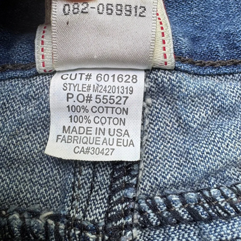 Y2K True Religion Billy Jeans 36‎ Blue Leather Horseshoe Faded Raw Hem Skater